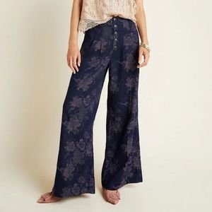 Anthropologie Pilcro & The Letterpress Navy Wide Leg High Waisted Pants Size 27